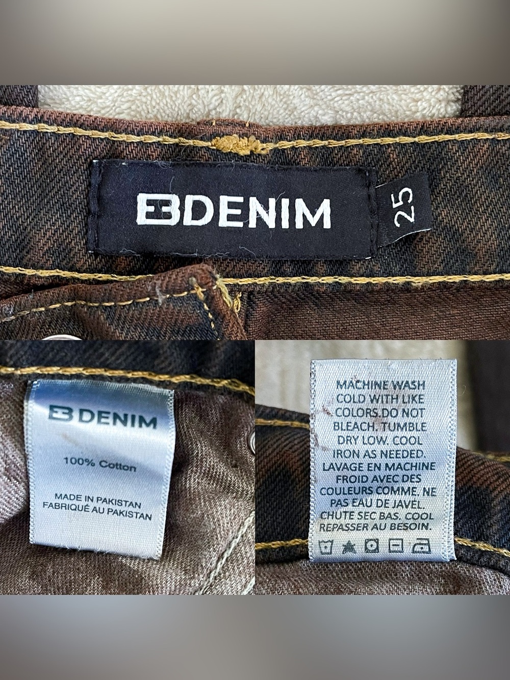 EB Denim Frederic Barrel Jeans High Rise Brown 25 EUC - Picture 7 of 11